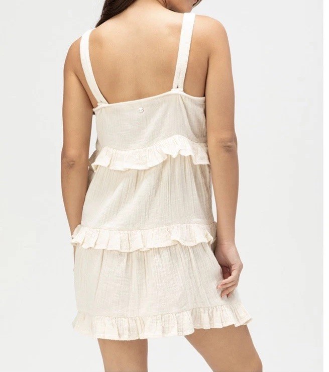NWT Roxy Soft Sane Mini Dress Small $54 100% Cotton Adjust. Straps Coverup