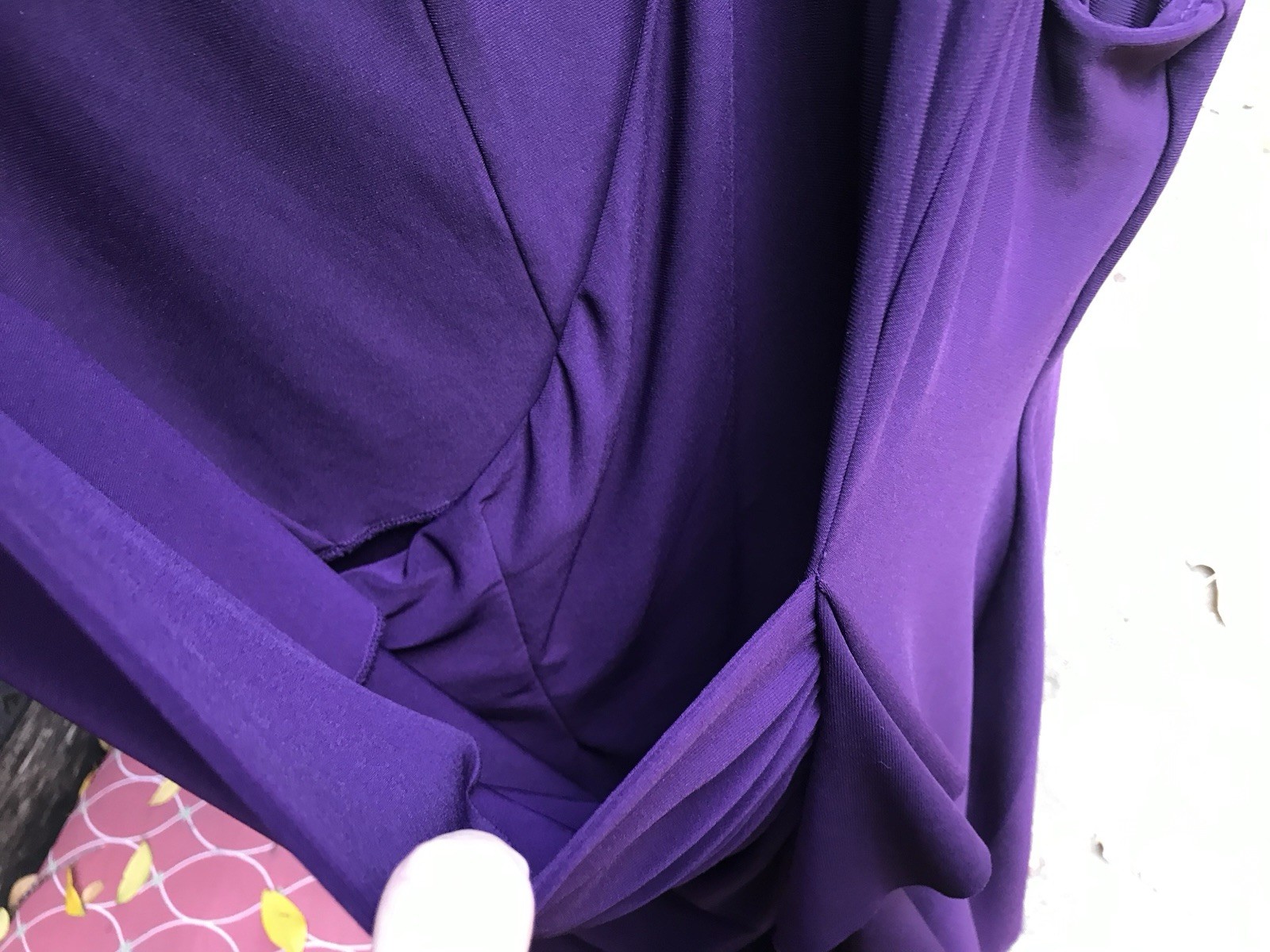 Anne Klein- EGGPLANT PURPLE POLYKNIT MIDI WRAP DRESS- Size XL/1X?- EUC