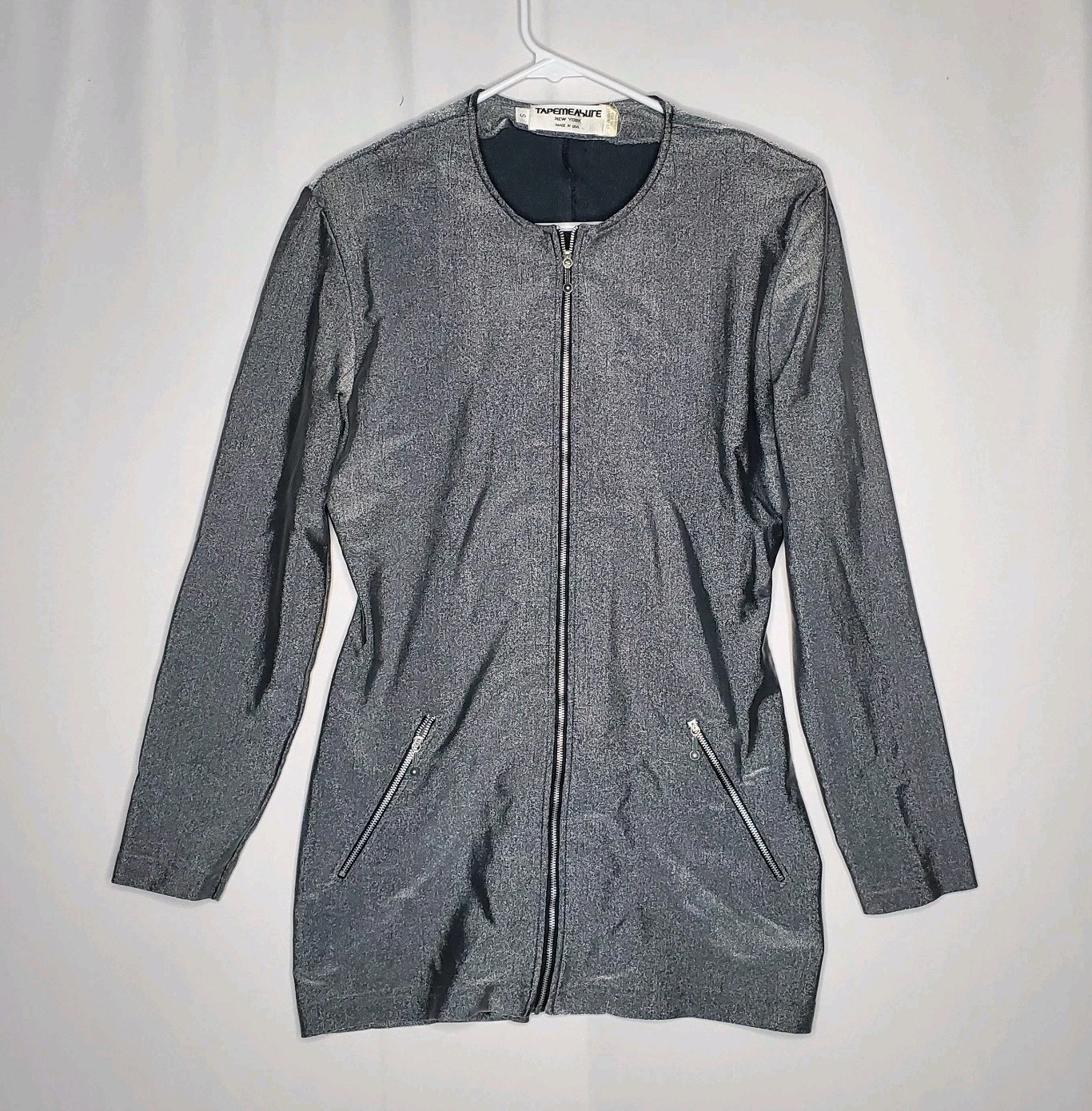 Tapemeasure NY Vintage 90’s Metallic Bodycon Mini Dress Small Disco Full Zip