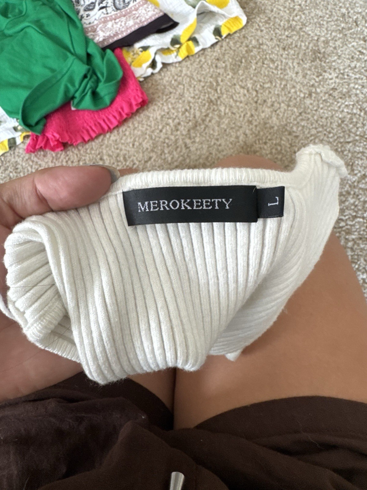 MEROKEETY Women’s White Solid Ribbed Knit Bodycon Mini Dress Sleeveless Size L