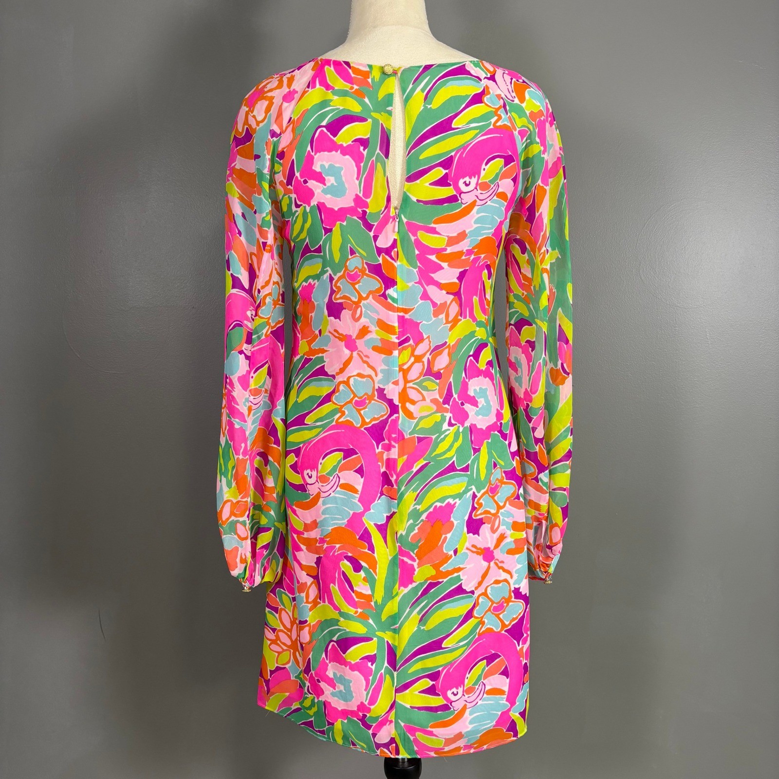 Lilly Pulitzer Caleigh Silk Tunic Mini Dress 2 Flamingo Resort Going Out Bright