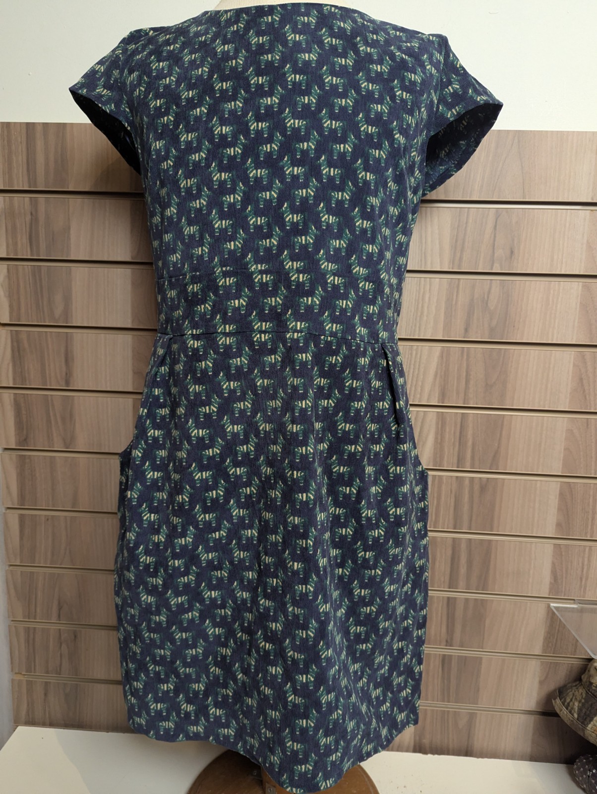 Joe Browns Zebra Dress Ladies A-line Cotton Holiday Fine Cord Pocket Zip UK 14
