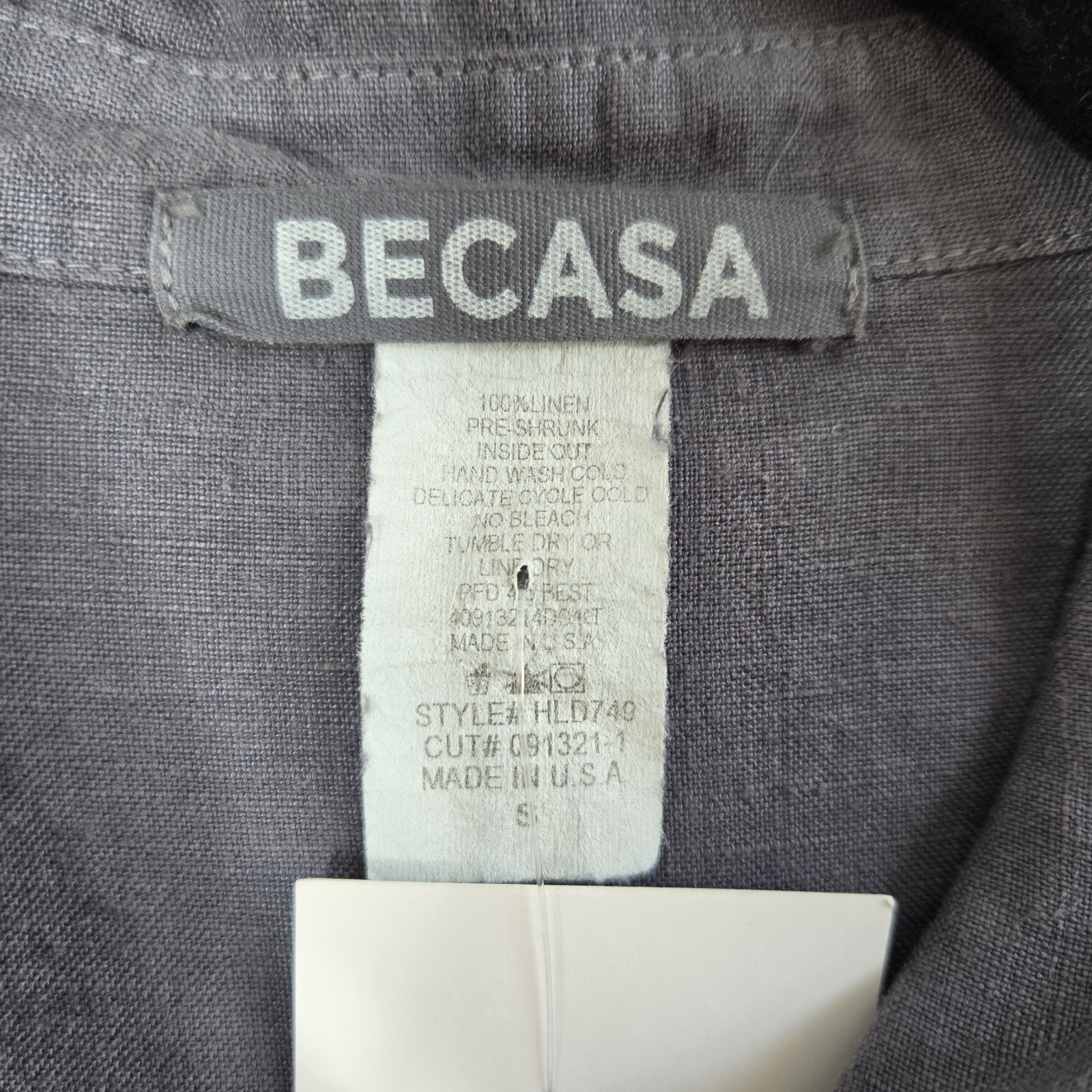 Becasa S Jour Linen Gray Two Pockets Shirt Dress