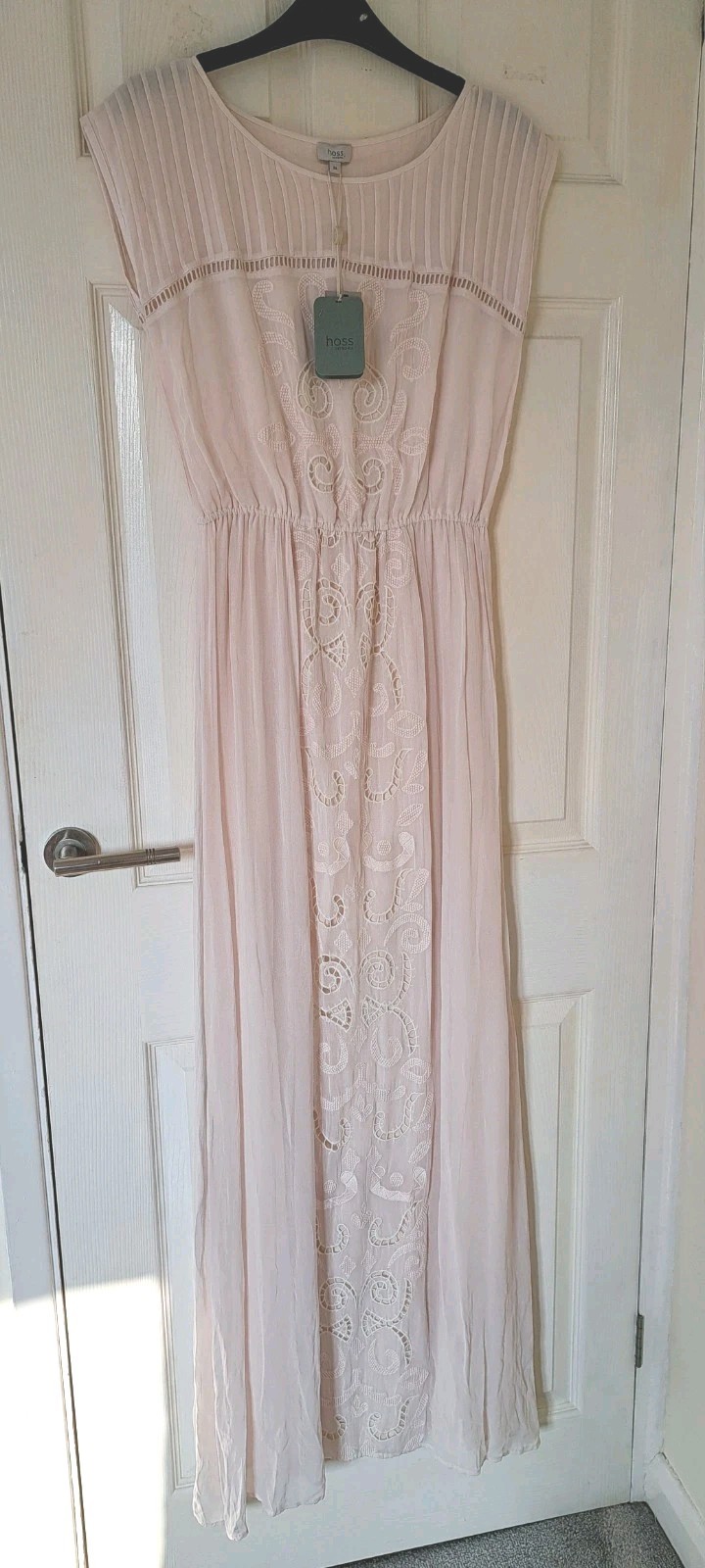 Hoss Intropia Light Rose Cutwork Hand Embroidery Maxi Dress UK 8 RRP £345 New