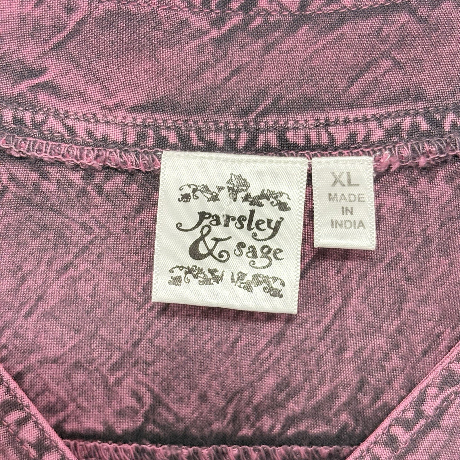 Parsley & Sage Boho Patchwork Lagenlook Midi Dress XL 3/4 Sleeve whimsigoth