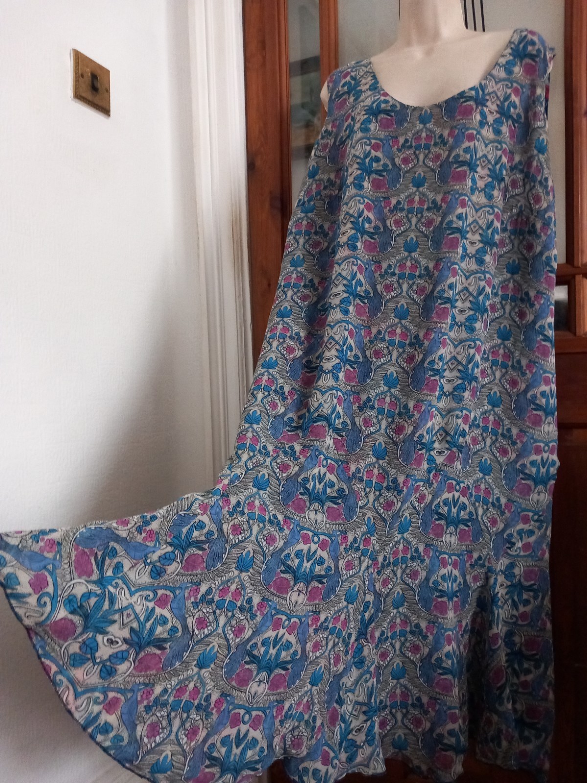 VTG Look Double Layer Chiffon Reversible Midi Dress Size 18 20 Boho Hippy