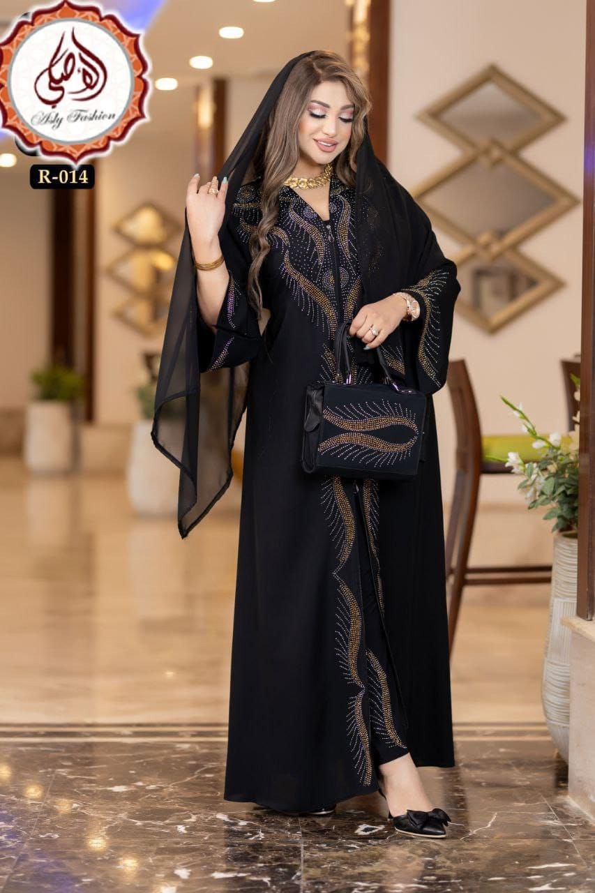 Muslim Islamic Women Dress Ramadan Clothing Dubai Abaya Kaftan Party Gown SIZE L