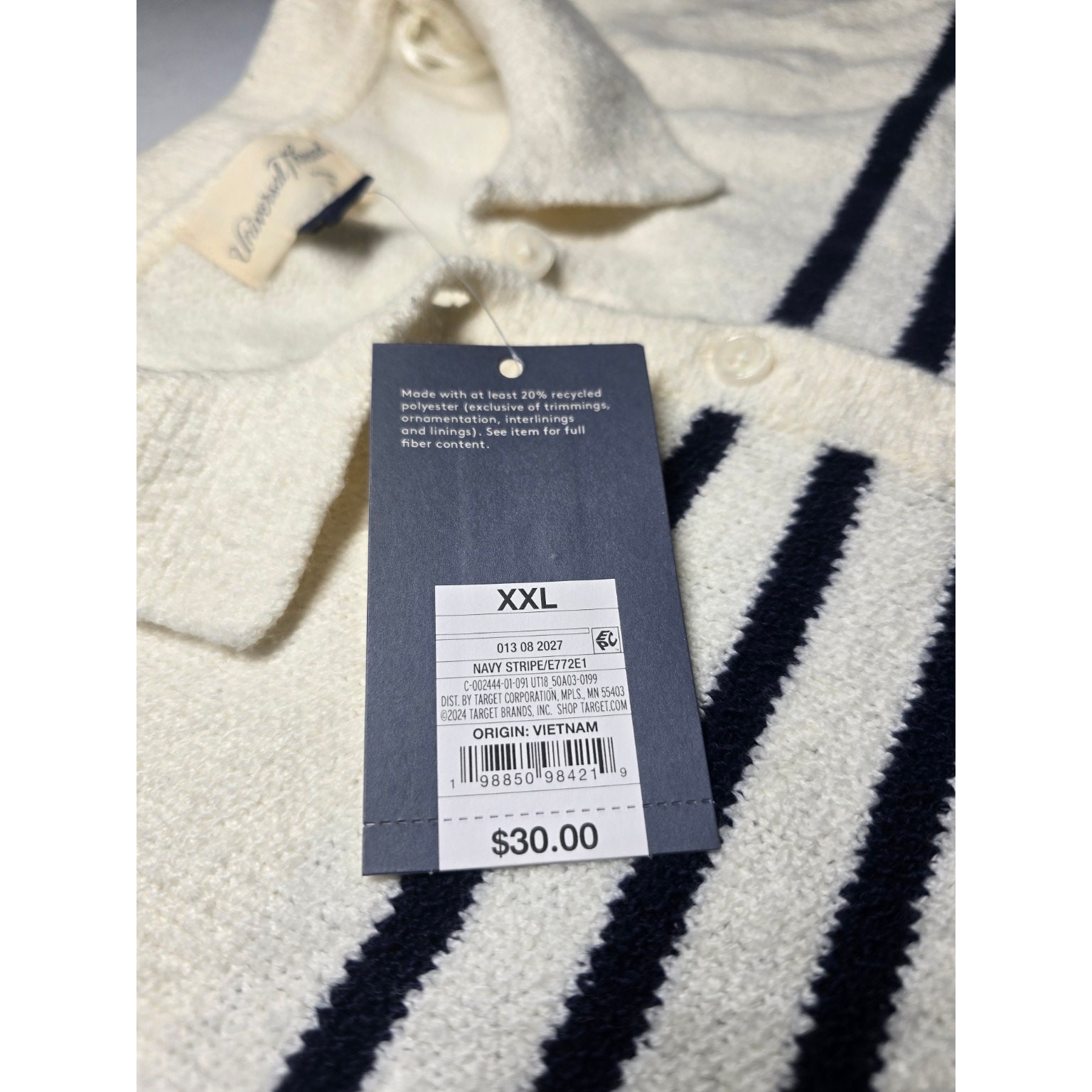 Universal Thread Navy Stripe Textured Knit Polo Sweater Dress