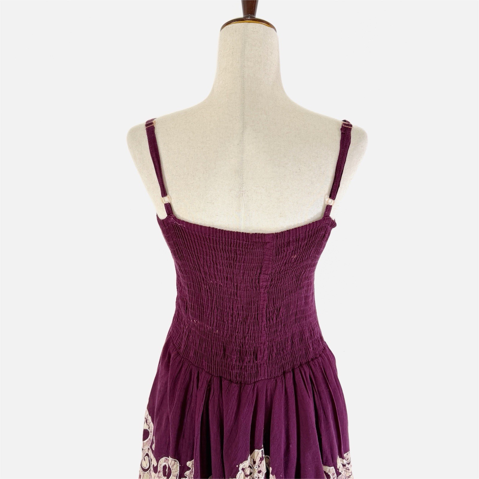 Advance Apparels Dress Womens One Size Burgundy Smocked Tiered Artsy Festival