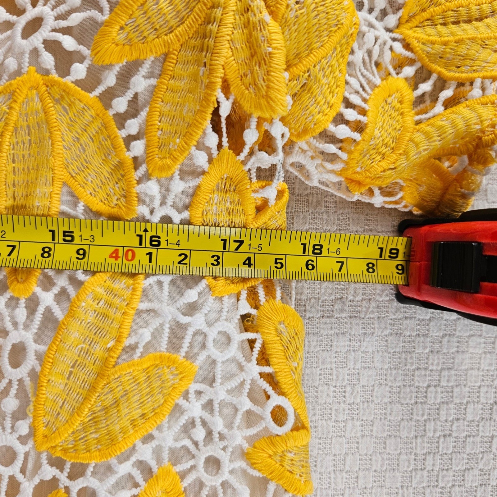 Ellison Yellow Floral Guipure Lace Crocheted Off Shoulder Mini Dress L Wedding