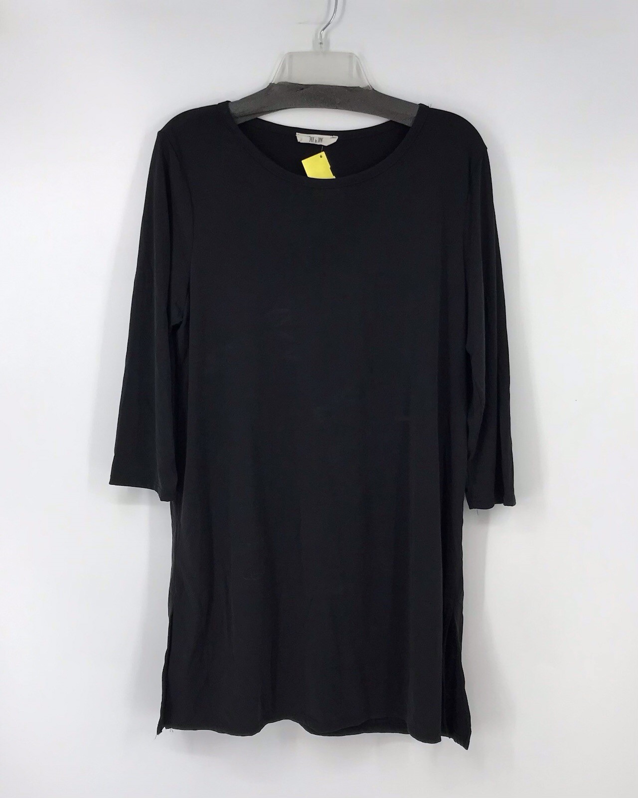 Jade By Jane Womens Shift Tunic Dress Size Large Black Stretch 3/4 Sleeve