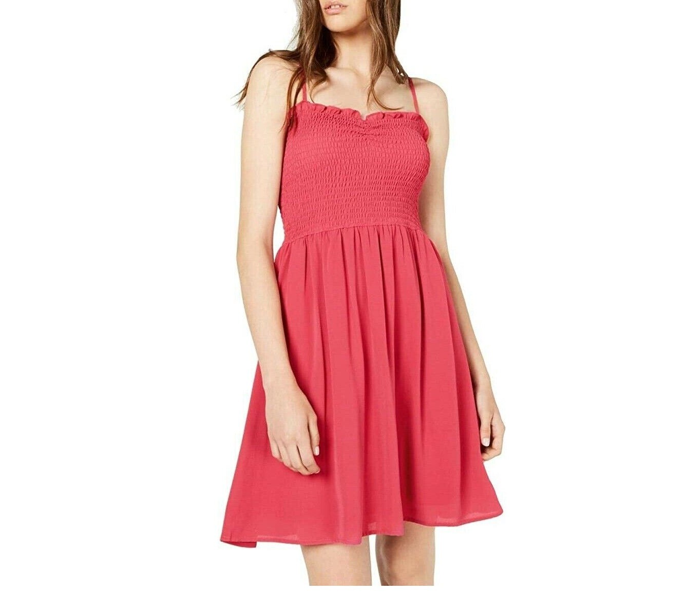 Bebop Junior Womens XS Red Sheath Smocked Lined Fit and Flare Dress NWT