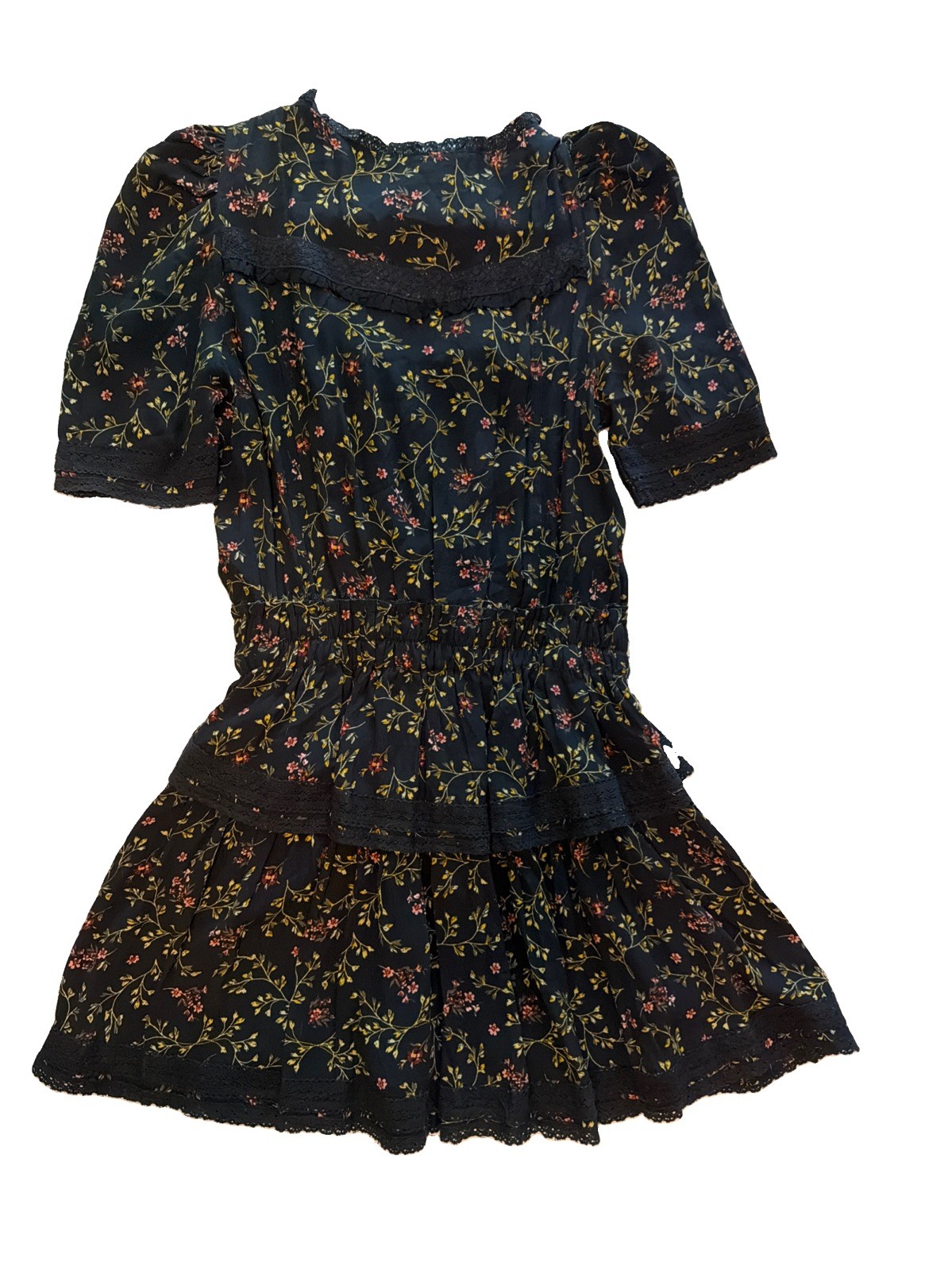 Eye of The Needle Black Multicolor Short Sleeve Dress