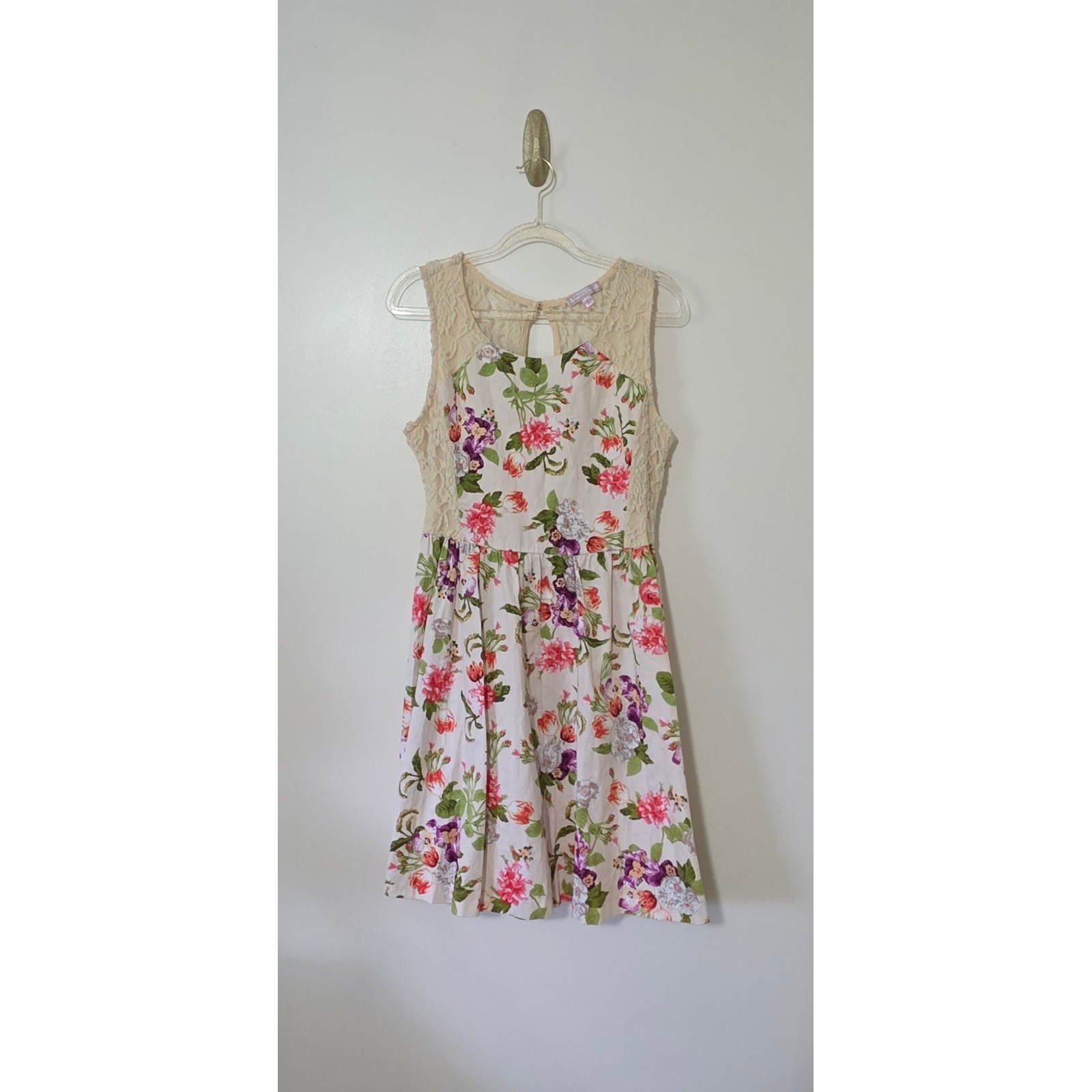 Lace Floral Dress Fairycore Romantic Soft Girl Cottagecore Feminine Sz Large