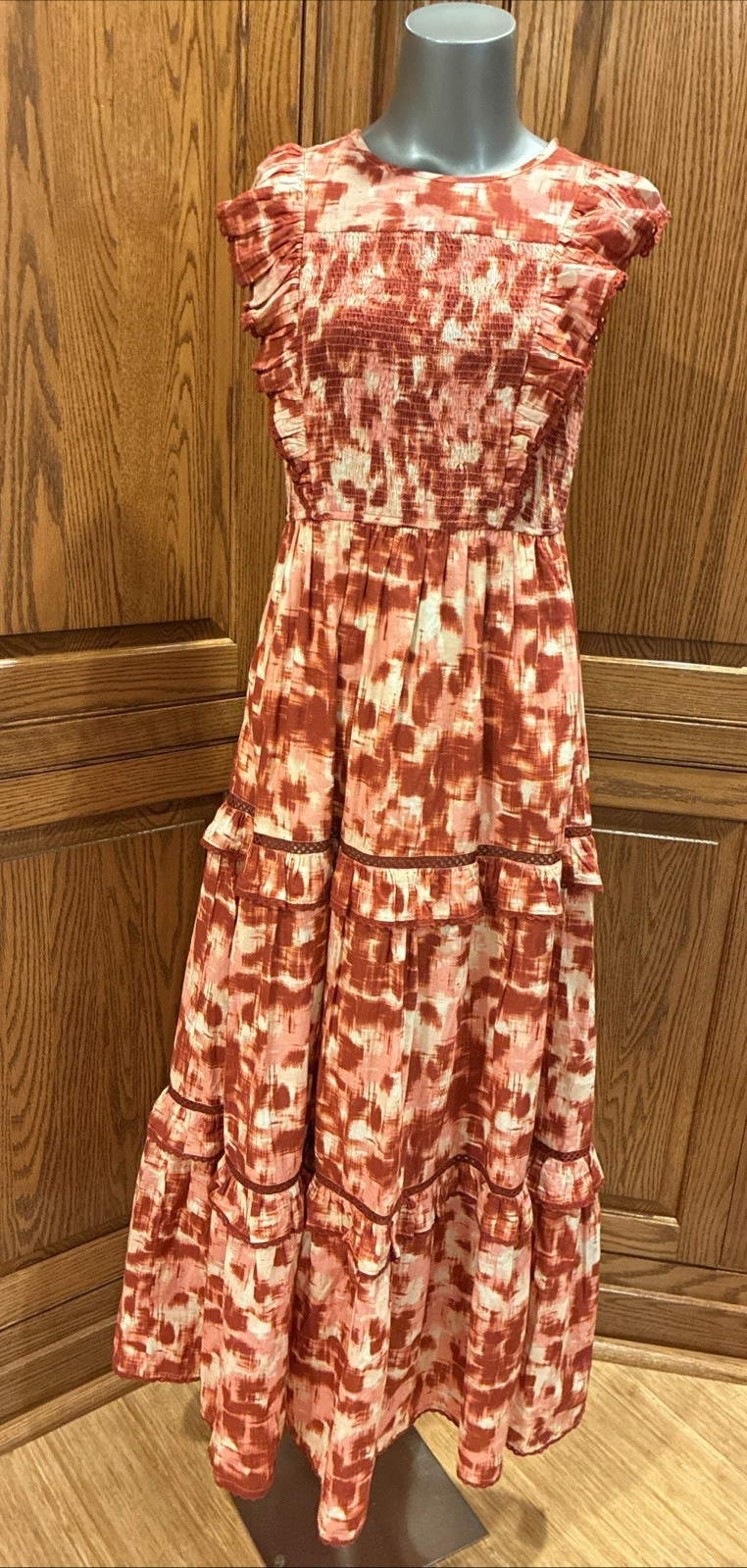 Banjanan S Small Iris Dress Print Cotton Midi