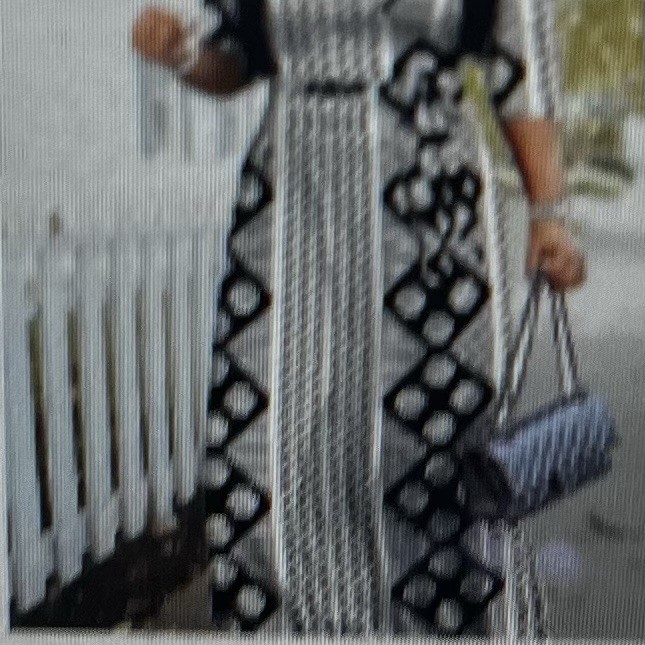 Women’s Black & White Geometric Maxi Dress Round Neck Sleeveless Pull-On