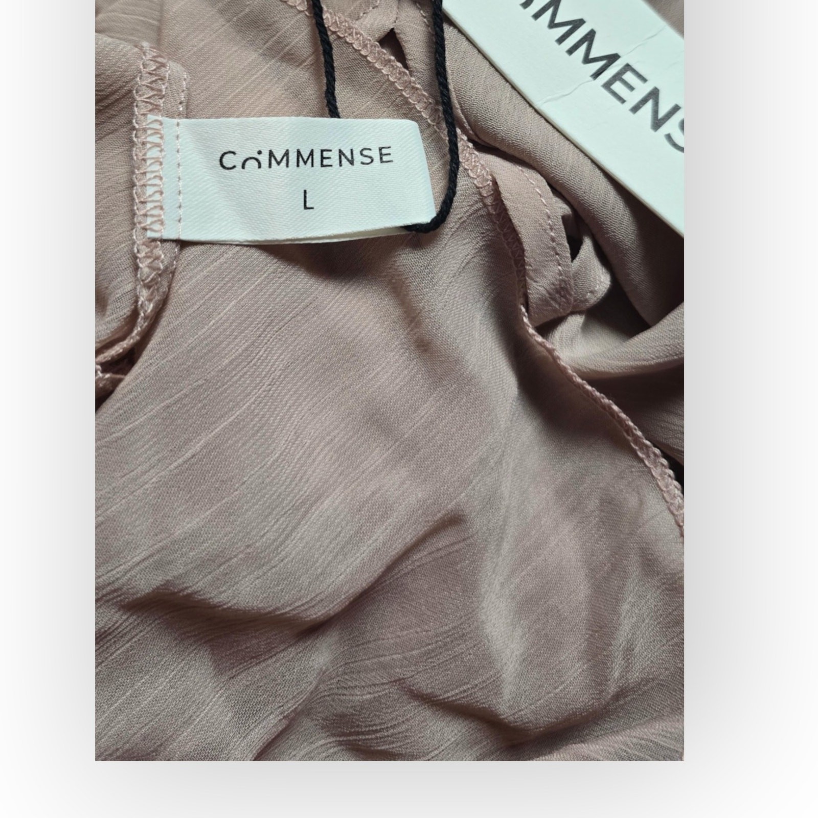 Commense Blush Semi-Sheer Chiffon Ruffle Mini Dress Cape Sleeve Overlay – Size L