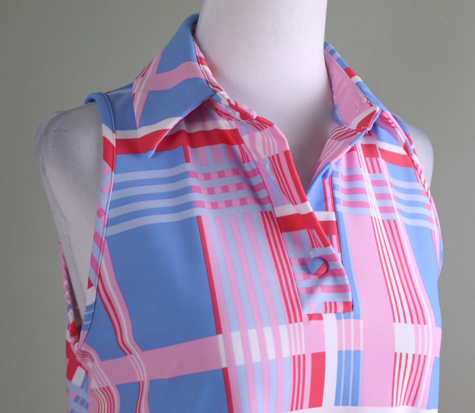 JUDE CONNALLY $178 Smooth Stretch Mixed Plaid Sleeveless Shirt Dress Size XS
