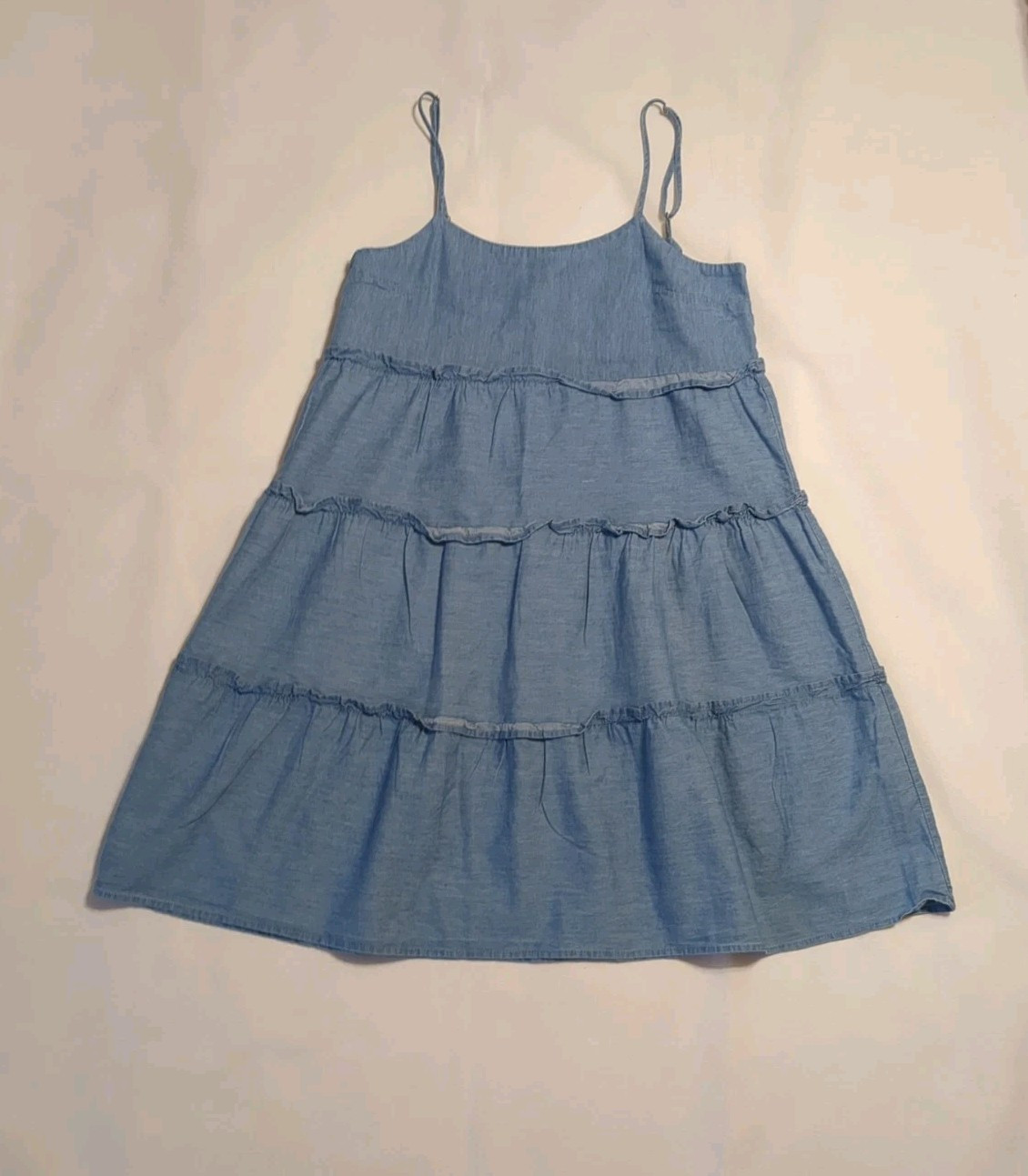 J for Justify Size Small Chambray Adjustable Strap Tiered Sundress EUC