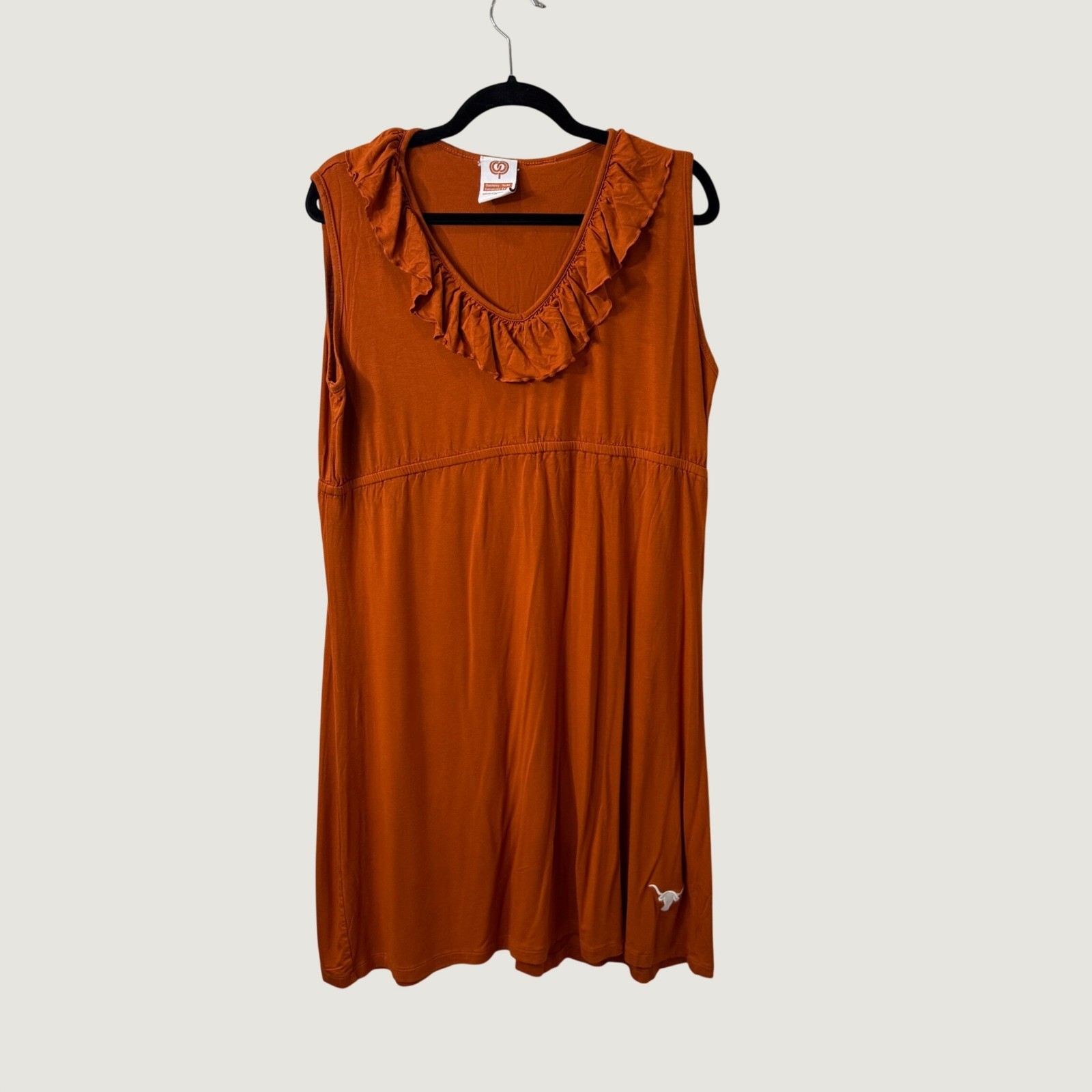 University Co-op Texas Longhorns Burnt Orange Ruffle Neck Sleeveless Dress XL
