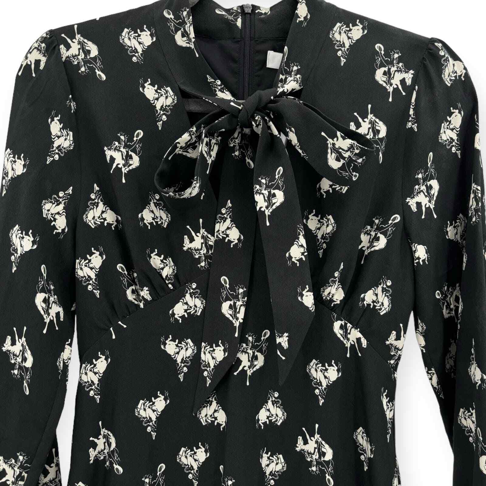 RE/DONE X Levi’s 60s Cowboy Necktie Equestrian Print Black Mini Dress Size Small