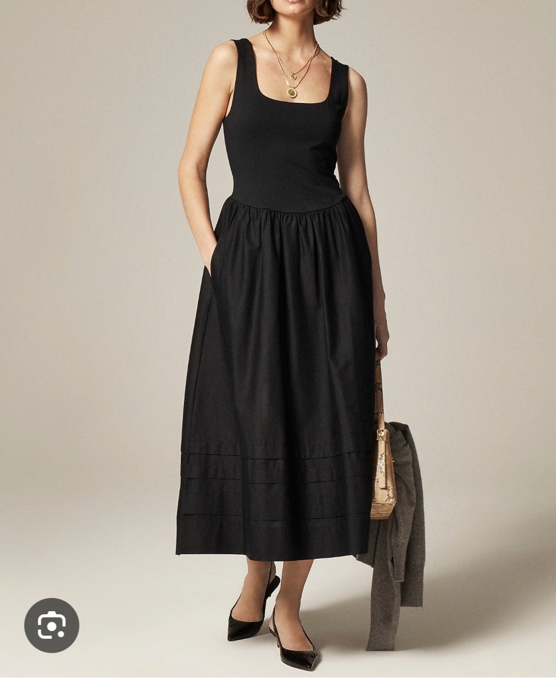 J.Crew Drop-waist mixy dress black preppy money 90s classic minimalist sz L