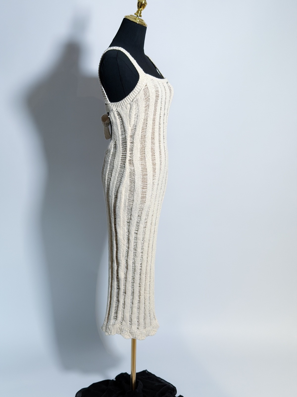 JluxLabel Knit Midi Dress – Beige – Square Neck – Sleeveless |Women’s size M