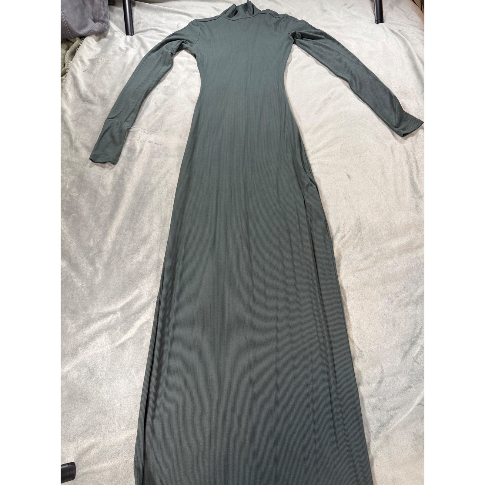 Skims Soft Lounge Turtleneck Mock Neck Long Sleeve Maxi Dress Size XS Deep Sea