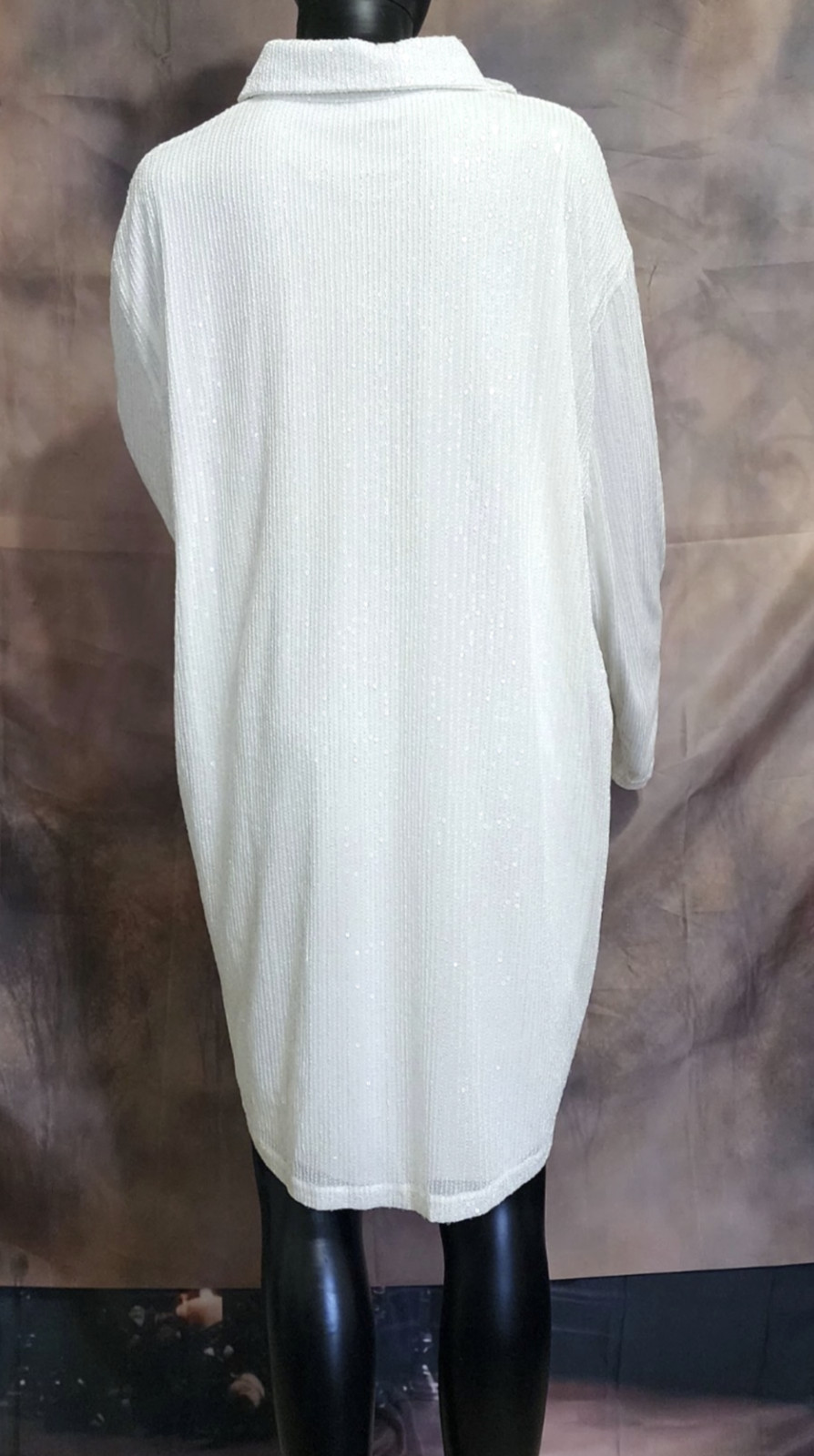 ✨ White Sequin Button-Up Blouse | Long Sleeve Collared Shirt | Elegant Sparkle