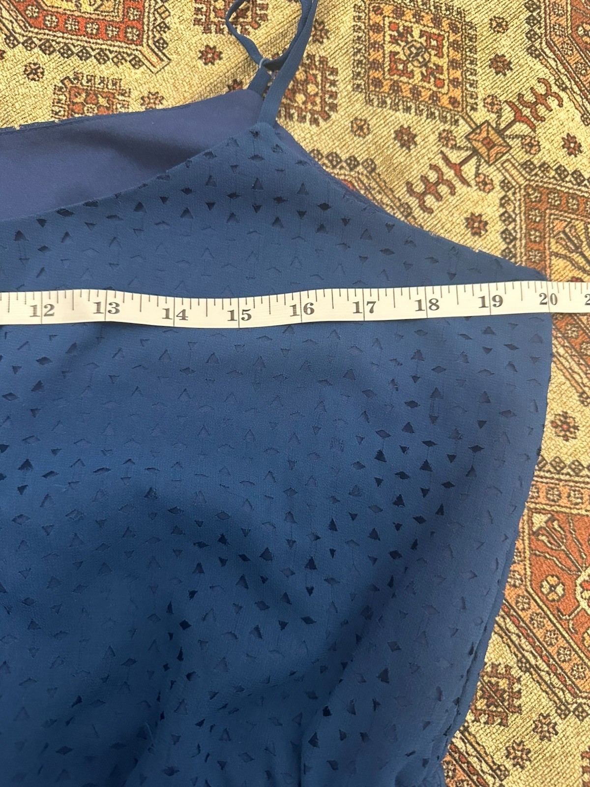 DKNY Blue Solid Chiffon Polyester A-Line Scoop Neck Lined Dress L