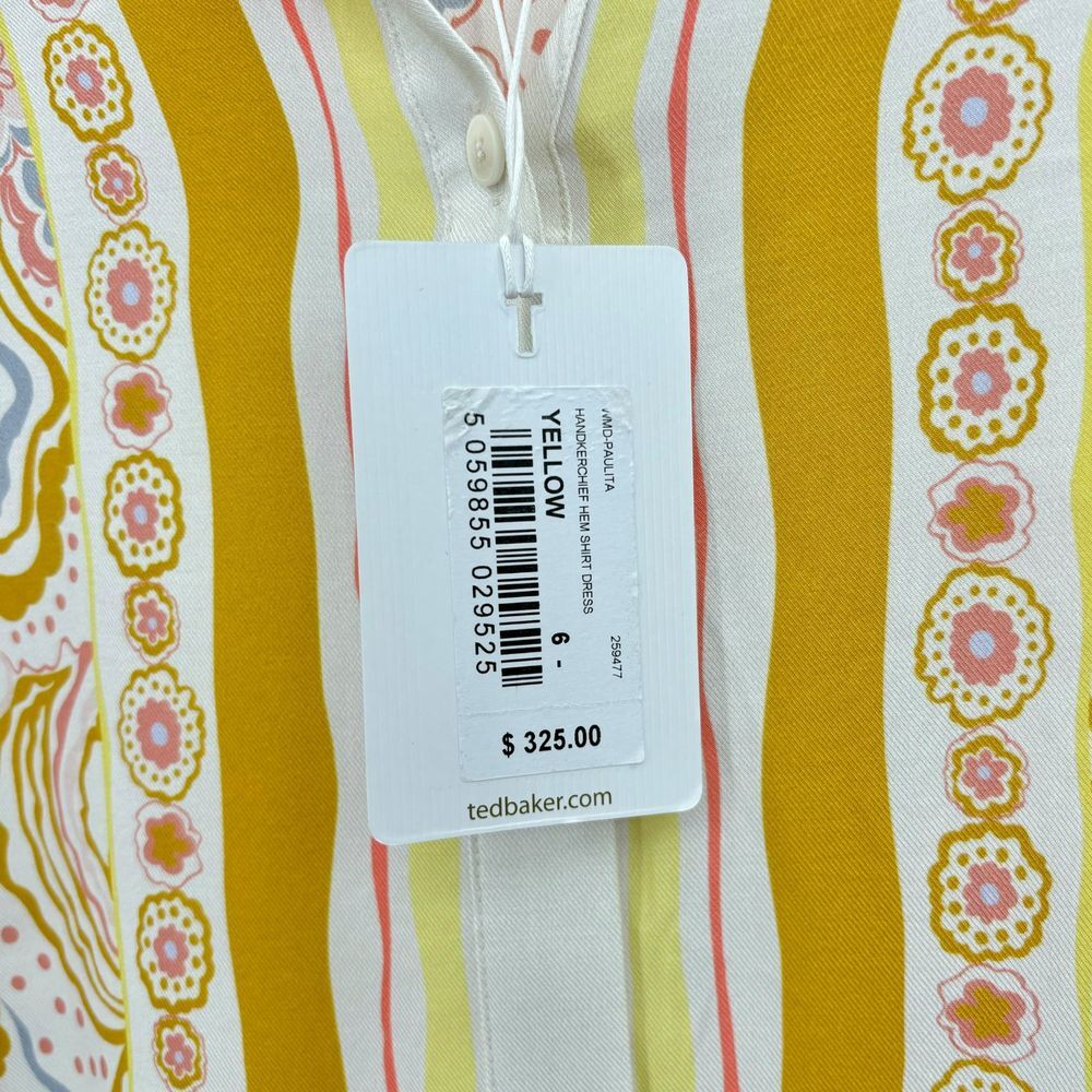 NWT Ted Baker Paulita Handkerchief Crepe Mini Shirt Dress US Size 14 / Ted 6