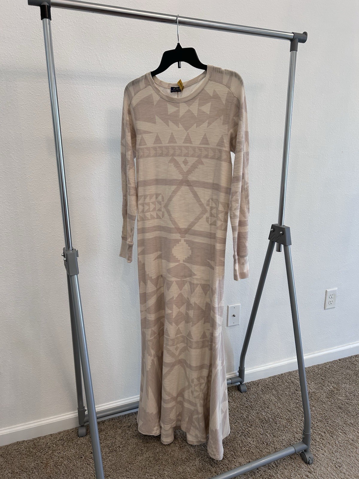 Polo Ralph Lauren Waffle Knit Southwestern Maxi Dress featuring a cream & tan