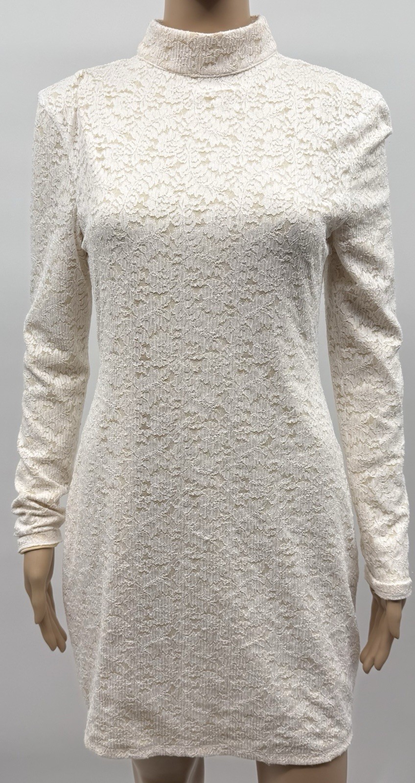 Michael Costello X Revolve Lane Mini Dress Ivory Lace Overlay Stretch SZ LG Sexy