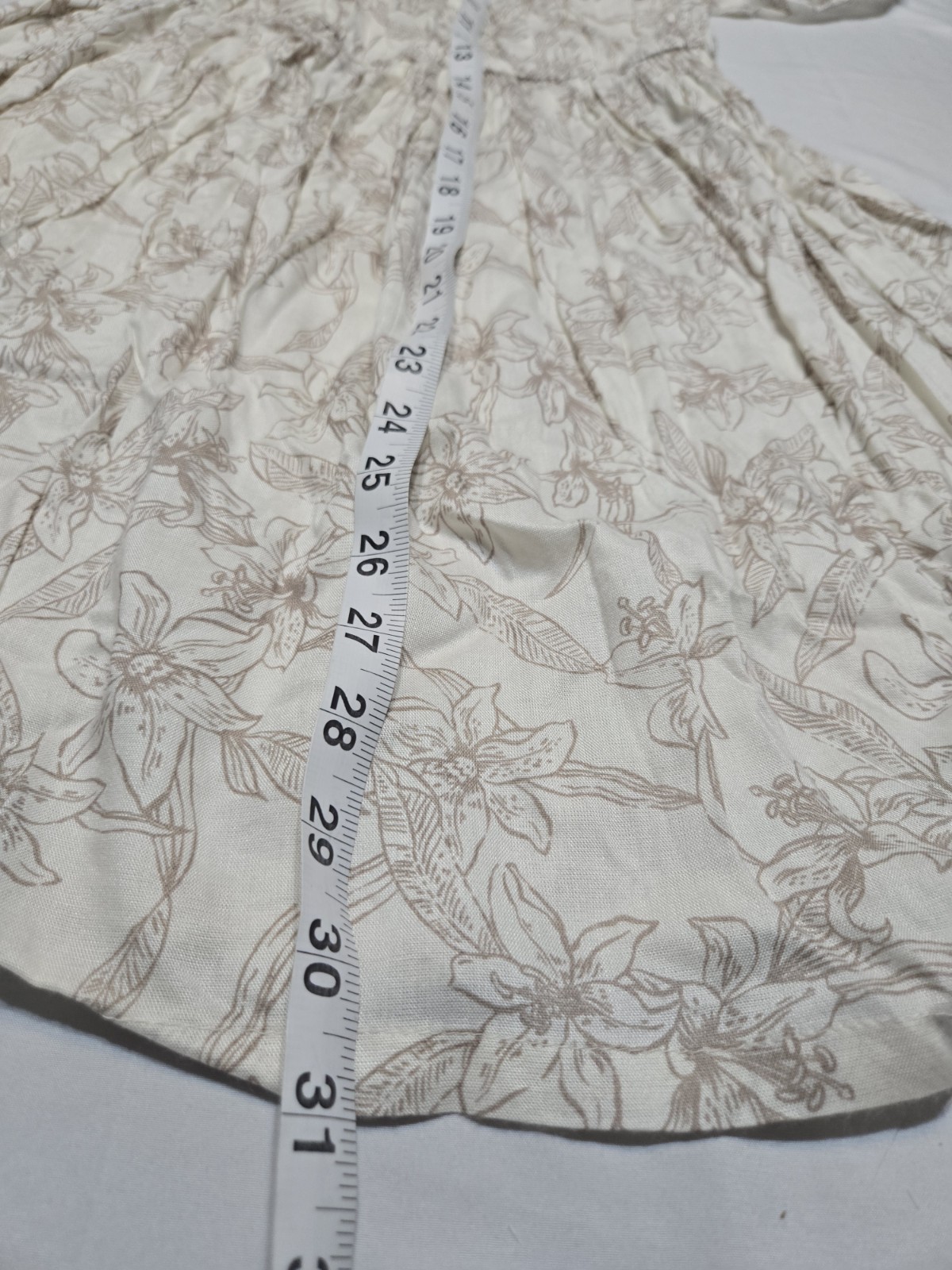 Lagaci Off The Shoulder Mini Smocked Dress Cream Print Medium Boho Feminine