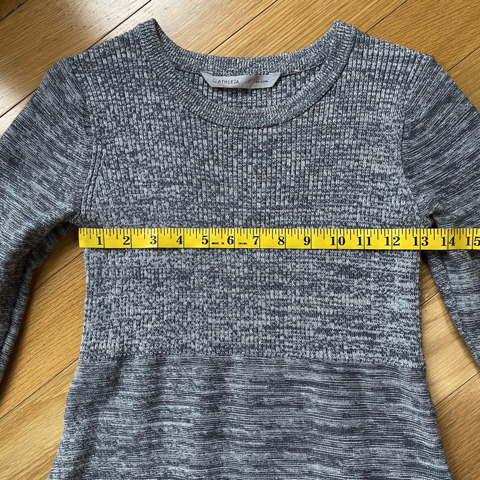 Athleta Gray Space Dye Long Sleeve Knit Sweater Dress A-Line Crew Neck Small