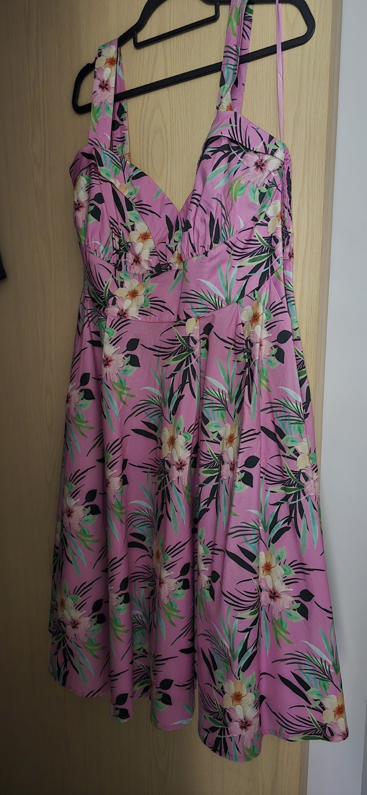 Hell Bunny Cabana Tiki 50s Swing Dress Pink 3XL UK Size 20