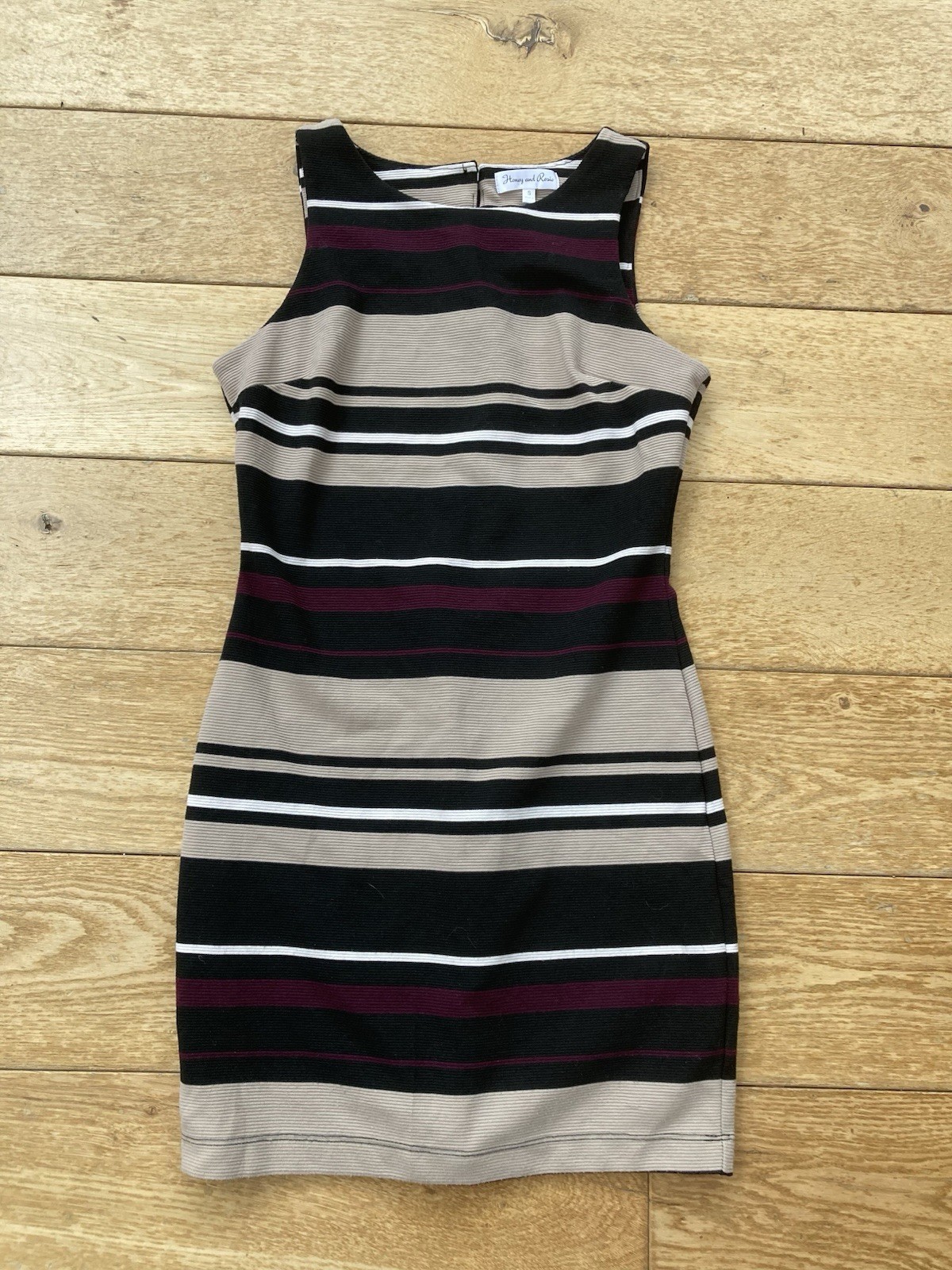 Vintage Y2K Honey And Rosie Brown Burgundy Striped Summer Dress Size Small