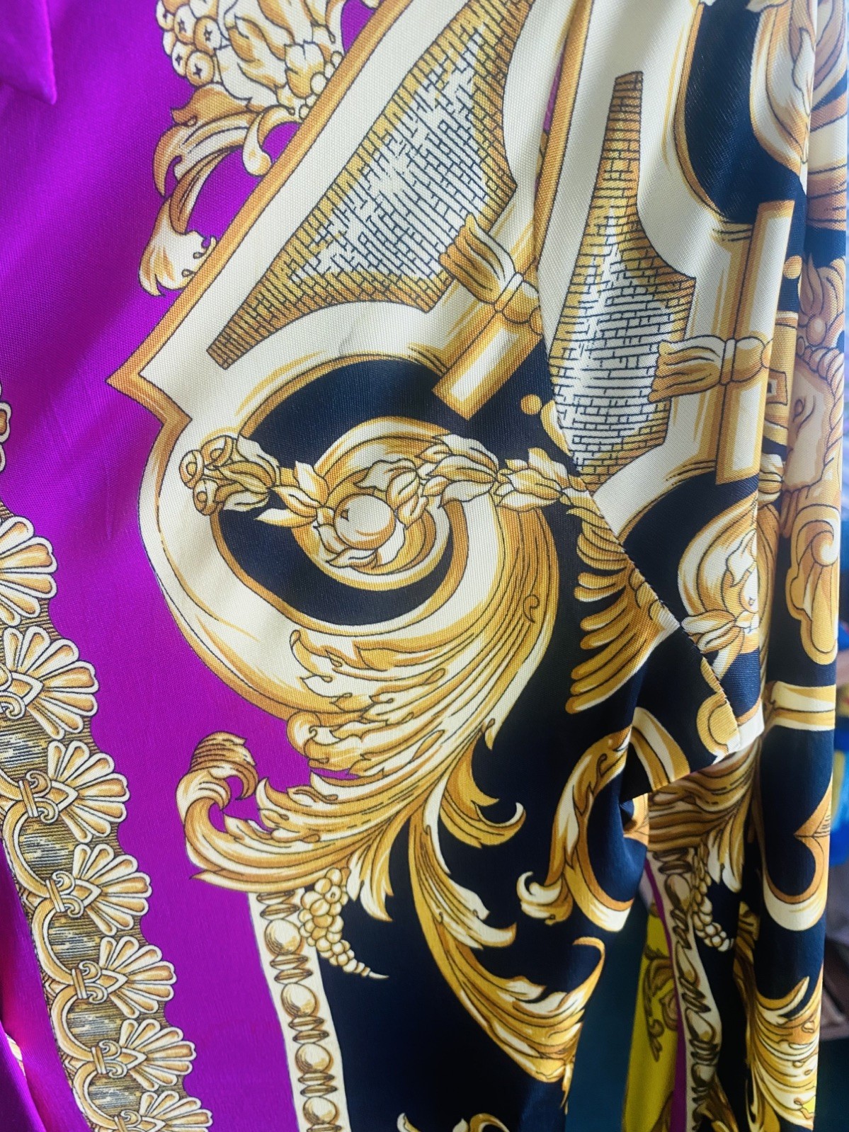 Gianni Versace Long Multi Color Button down long sleeve Dress made in Italy 40