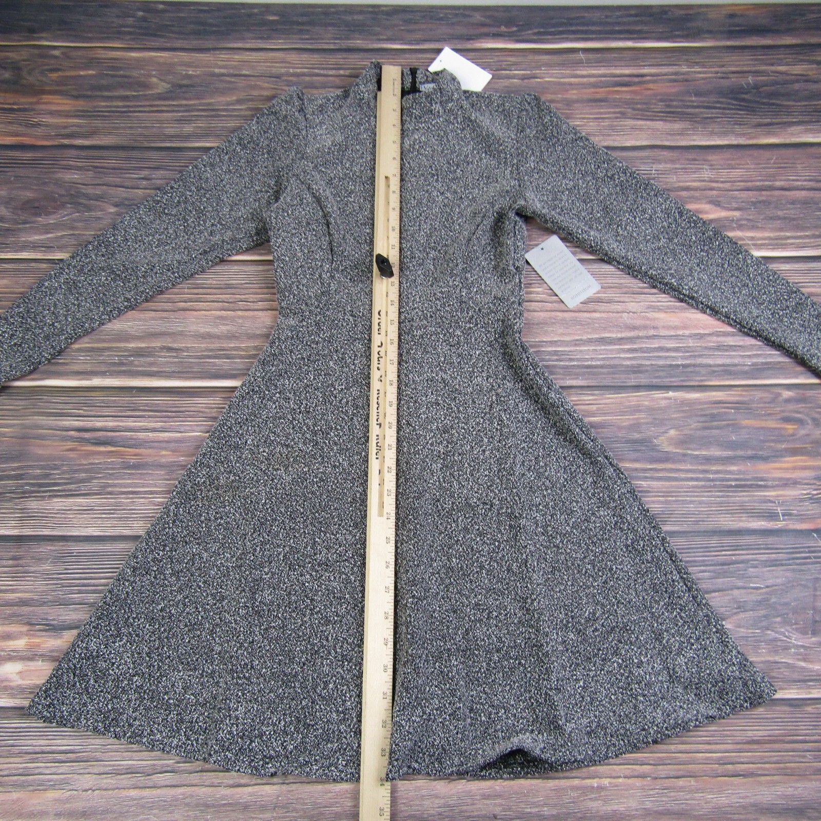 Velvet Torch NEW NWT XS Gray Long Sleeve A Line Dress Back Zip