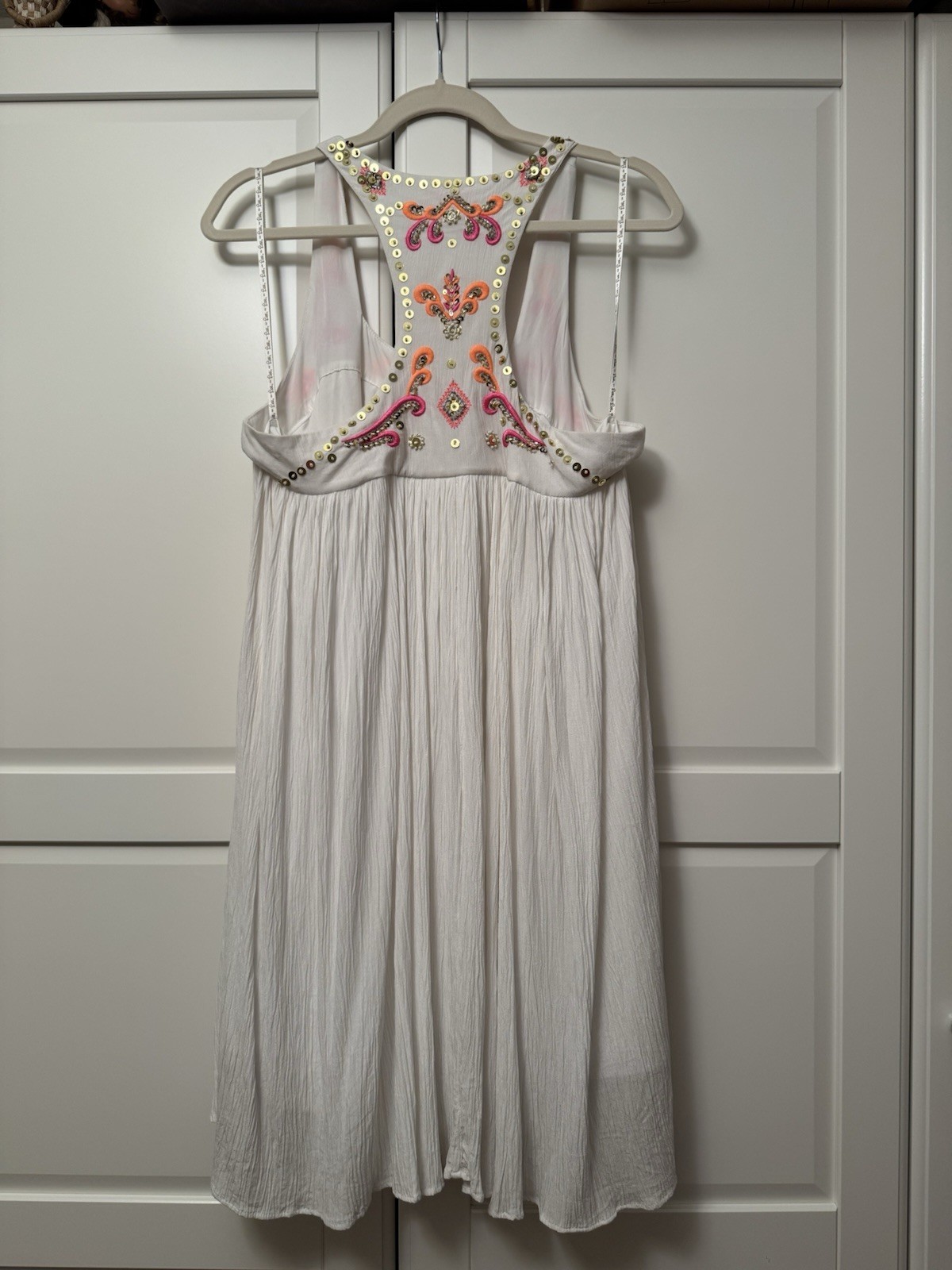 Lilly Pulitzer White Sundress with Pink & Orange Embellished Straps
