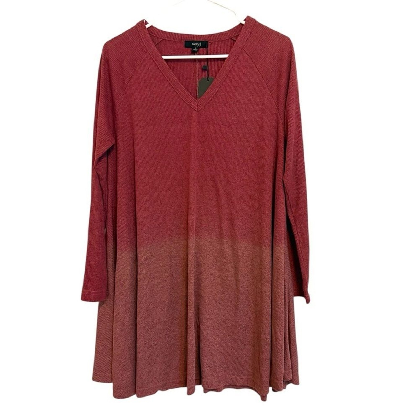 Very J Red (Wine) Ombre Long Sleeve Dress Size Small NWT
