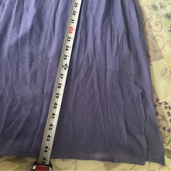 Kori Periwinkle Short Sleeve Button Down Midi Dress Lightweight Semi Sheer Large