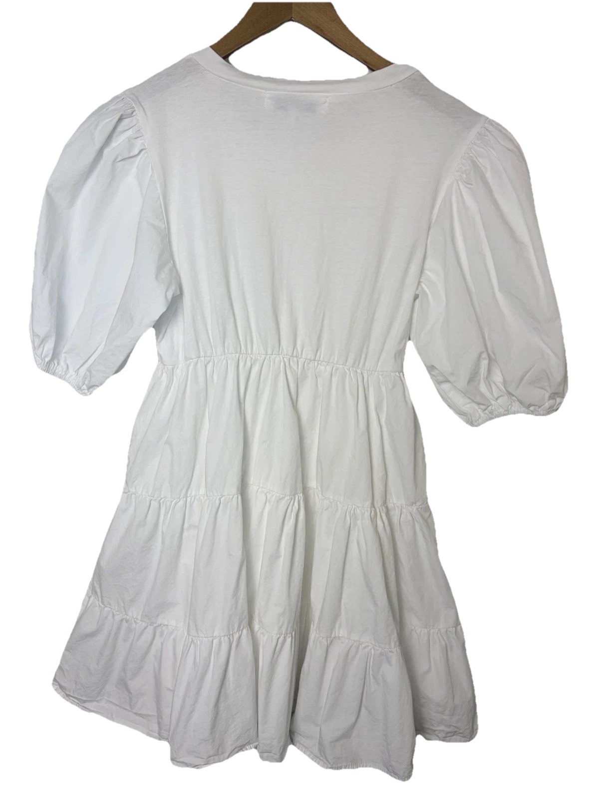 Sofie the Label White Puff Sleeve Tiered Mini Dress Size S Cottagecore Babydoll