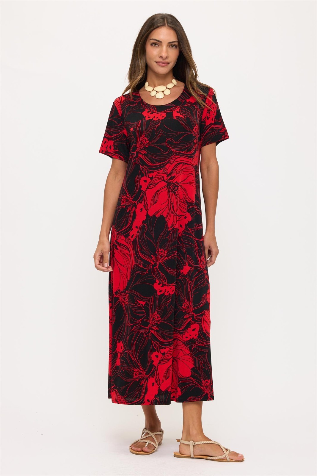 Travel Knit Dress, long A-Line, S/S, Stretchy NO-IRON poly/span. #512
