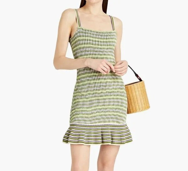 Sandro Christie Shirred Striped Mini Dress – FR36 – XS