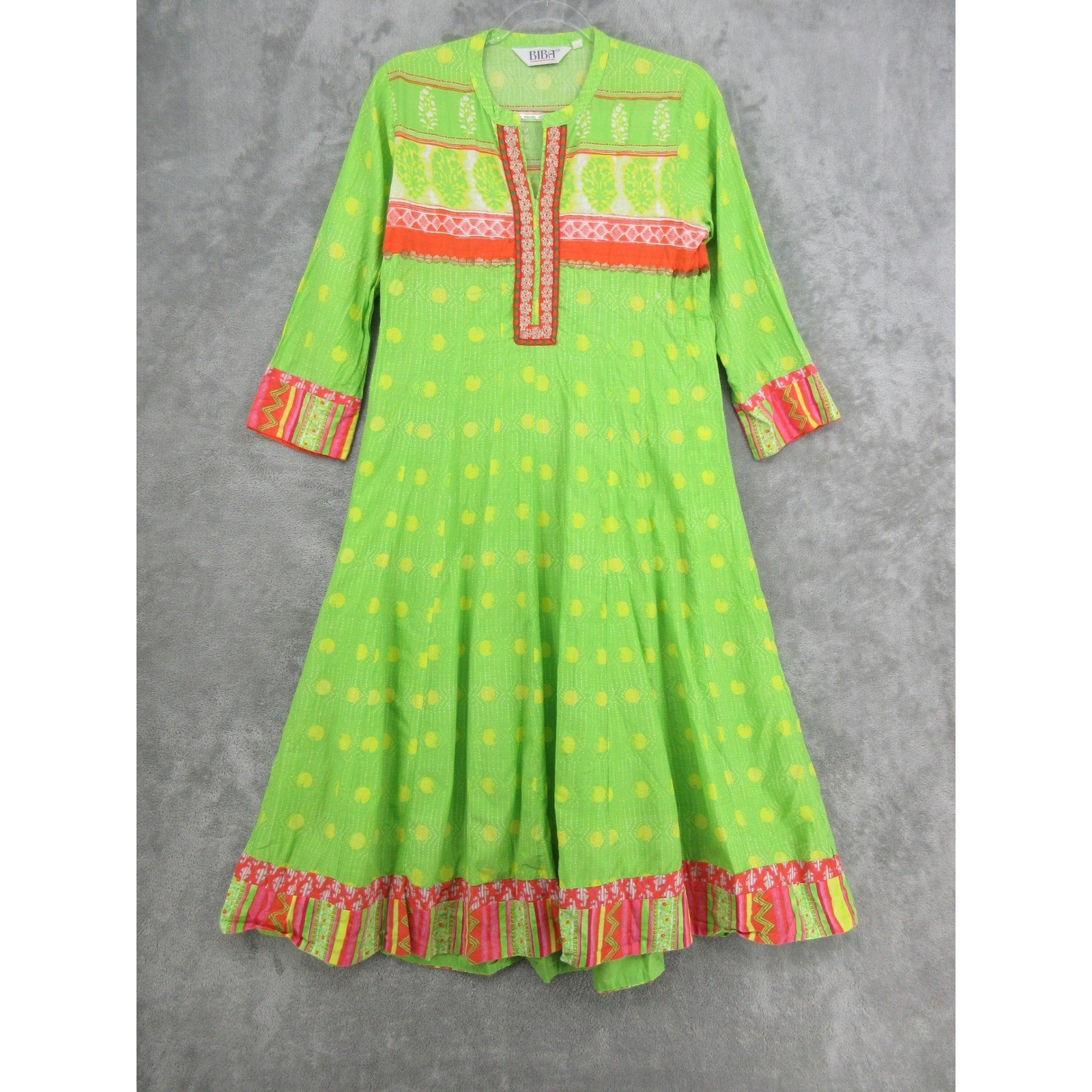 BIBA Kurta Womens 38 US Medium Dress Anarkali Polka Dot Embellished Indian Noen