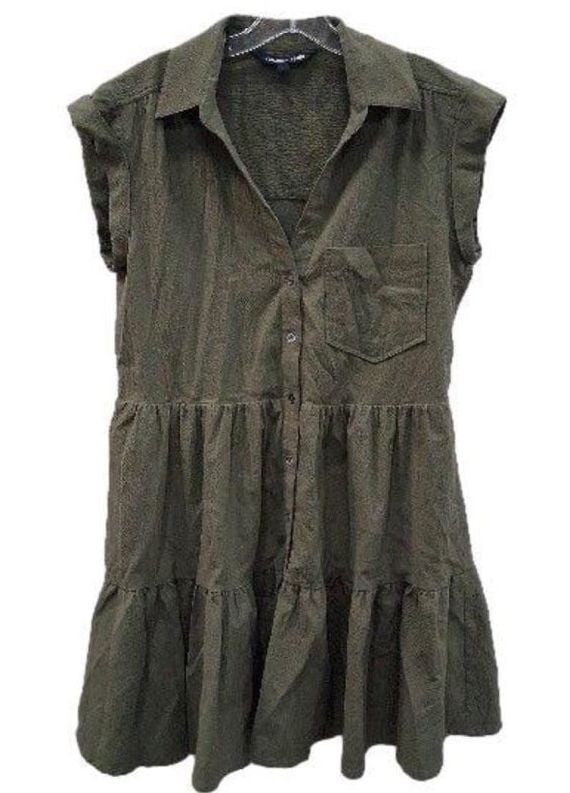 NWT Veronica Beard Trisha Tiered Cotton Mini Dress in Stone Army