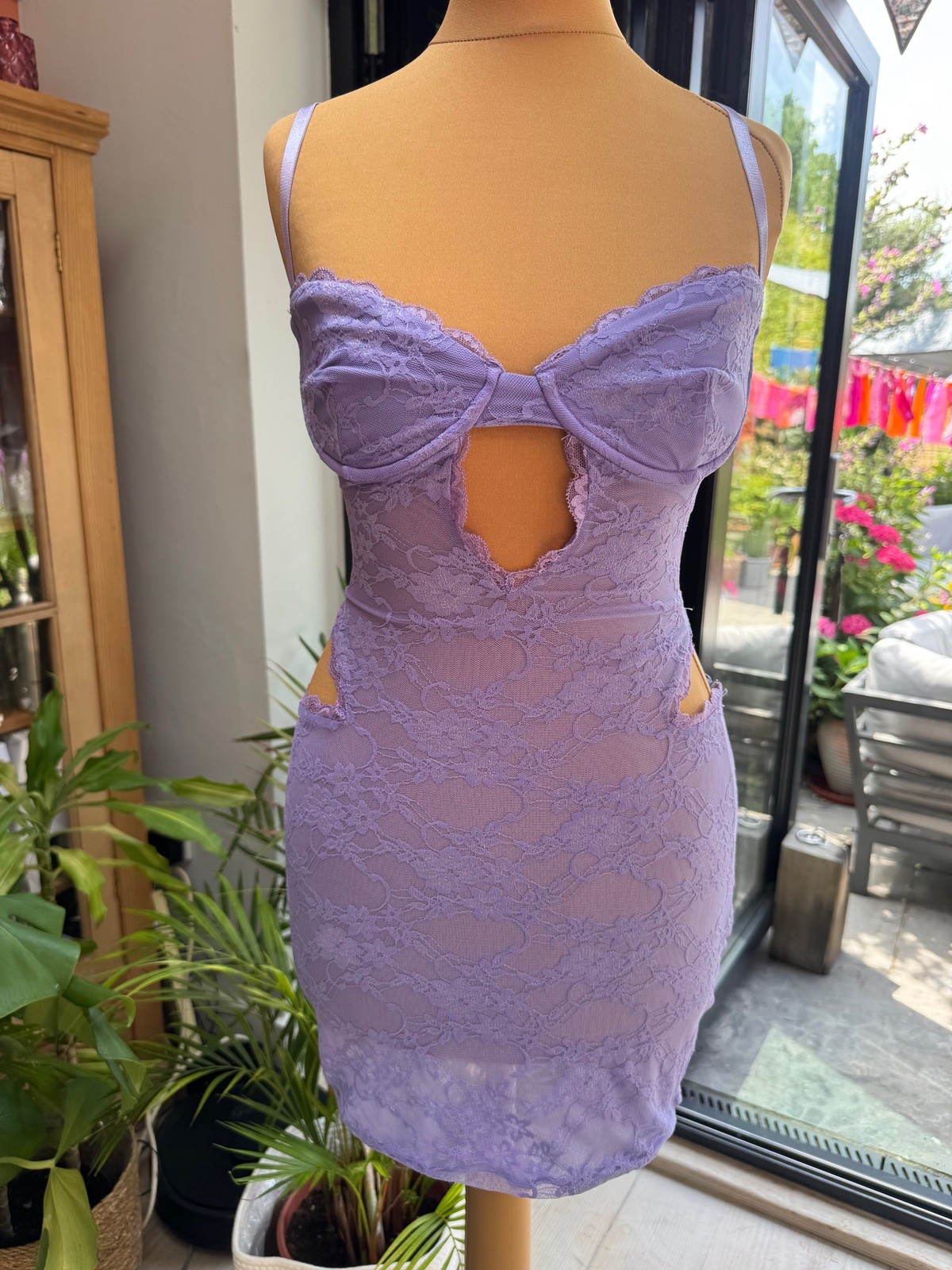 NEW!! Fabulous OUTCAST Purple Lavender Lace Mini DRESS plus Bolero, S ª