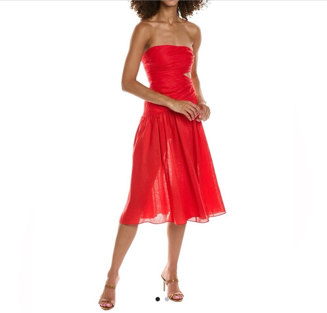 ZIMMERMANN CUTOUT LINEN MIDI DRESS- color red – size 1 -NEW with Tag
