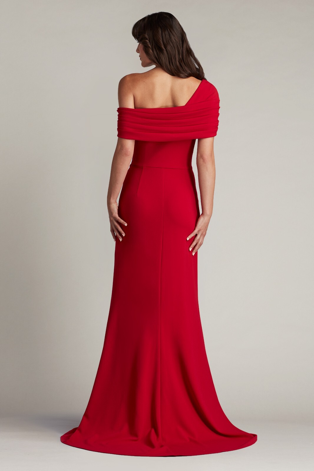 TADASHI SHOJI Scarlet Pleated Draped Ruffle One Shoulder Dress Gown XL = 14/16